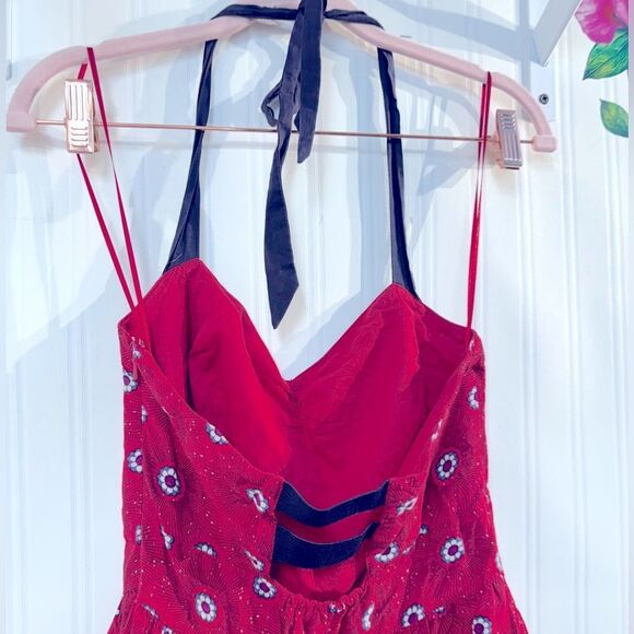 Free People Red and White Sleeveless Sundress Sz 4 - Picture 6 of 7